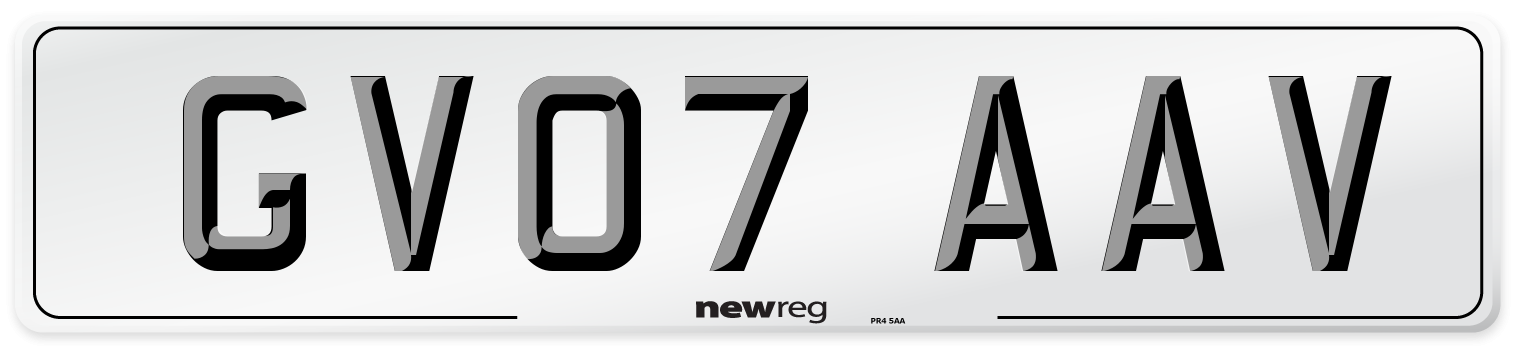 GV07 AAV Number Plate from New Reg